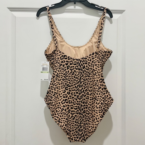 MICHAEL KORS SURPLICE ONE PIECE SWIMSUIT SPOTTED CHEETAH Leopard Swimwear sz 8 M - Picture 7 of 10